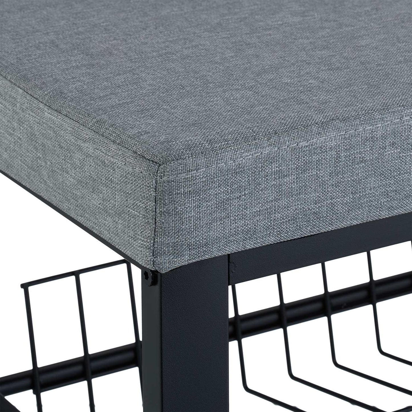 Shoe Bench with Cushion, Metal Frame, 2-Tier Rack