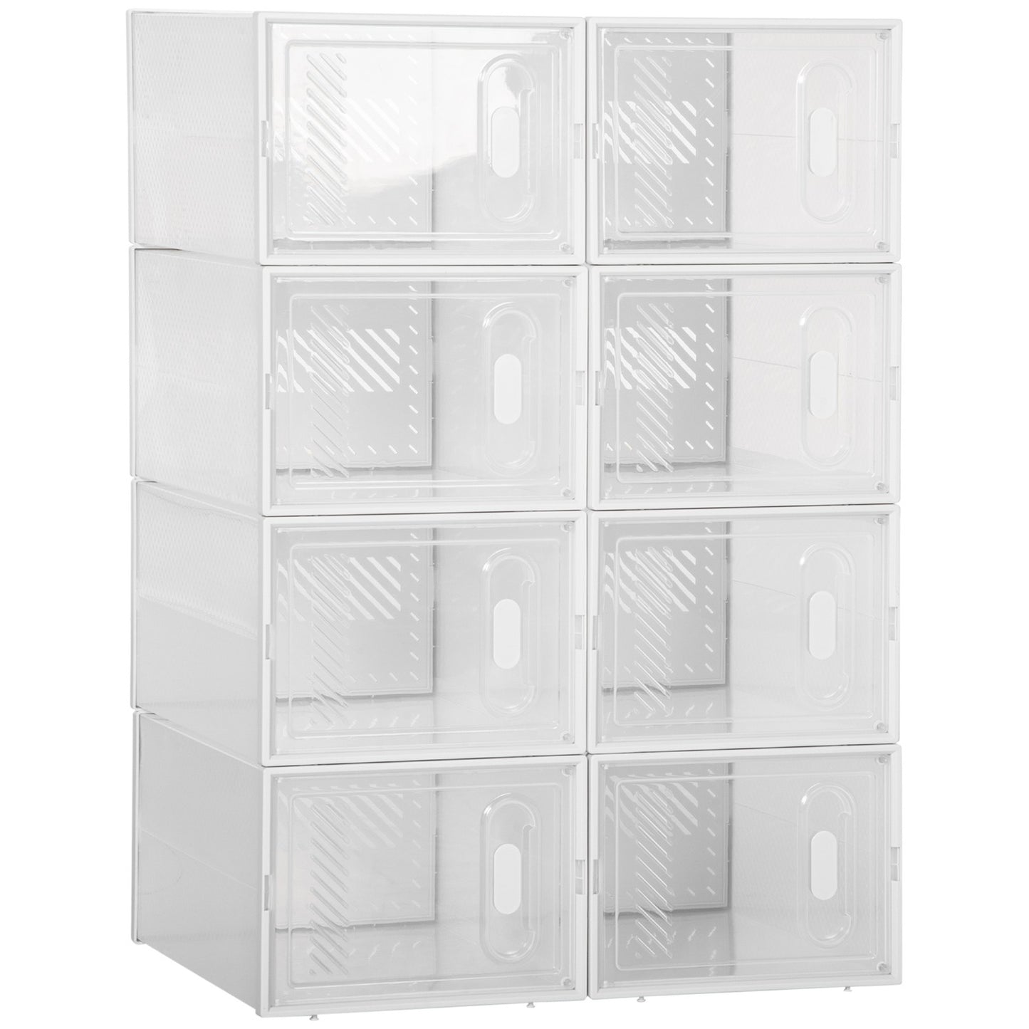 Shoe rack in transparent plastic - rectangular shelf with 8 compartments