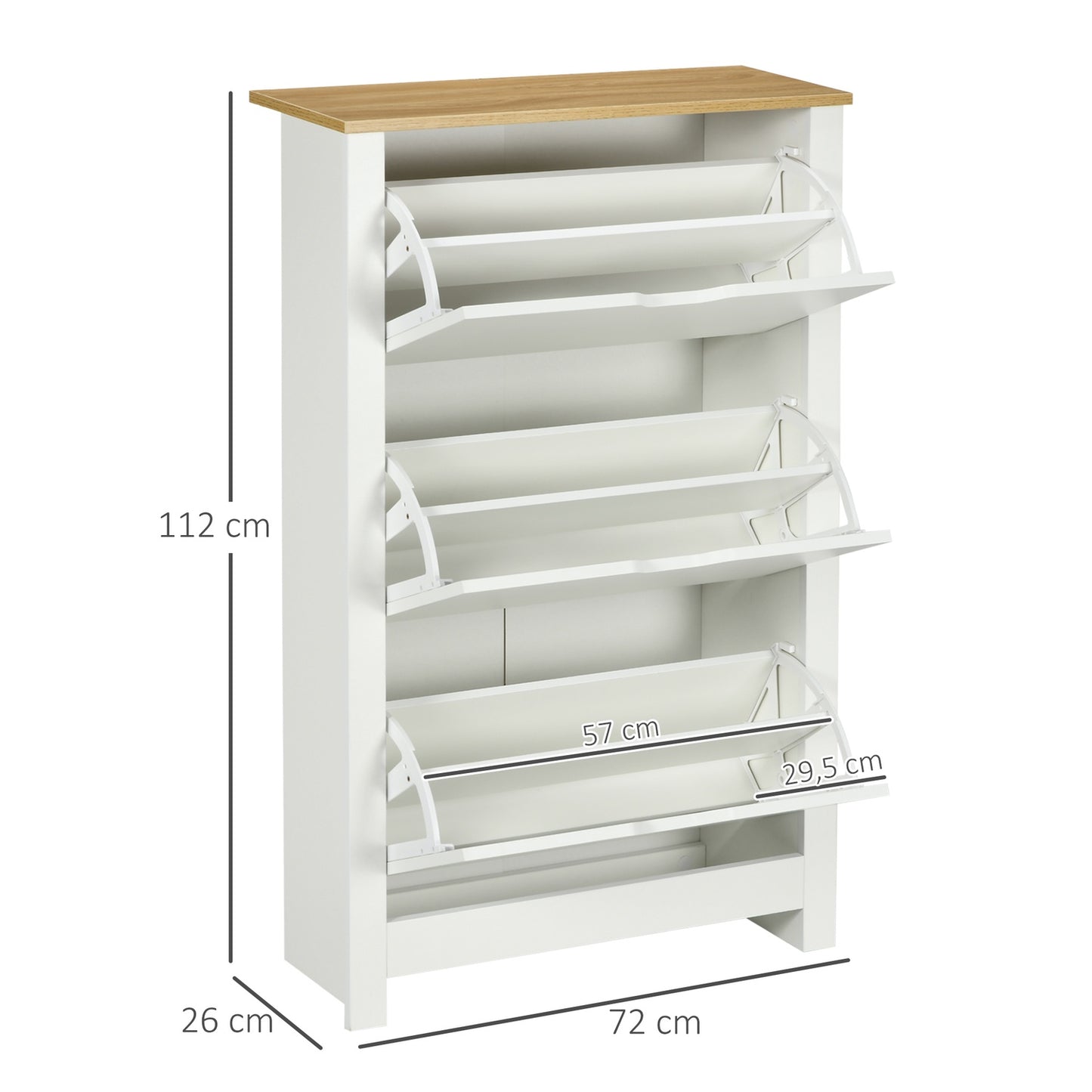White & Natural Shoe Cabinet - Holds 18 pairs, space saving