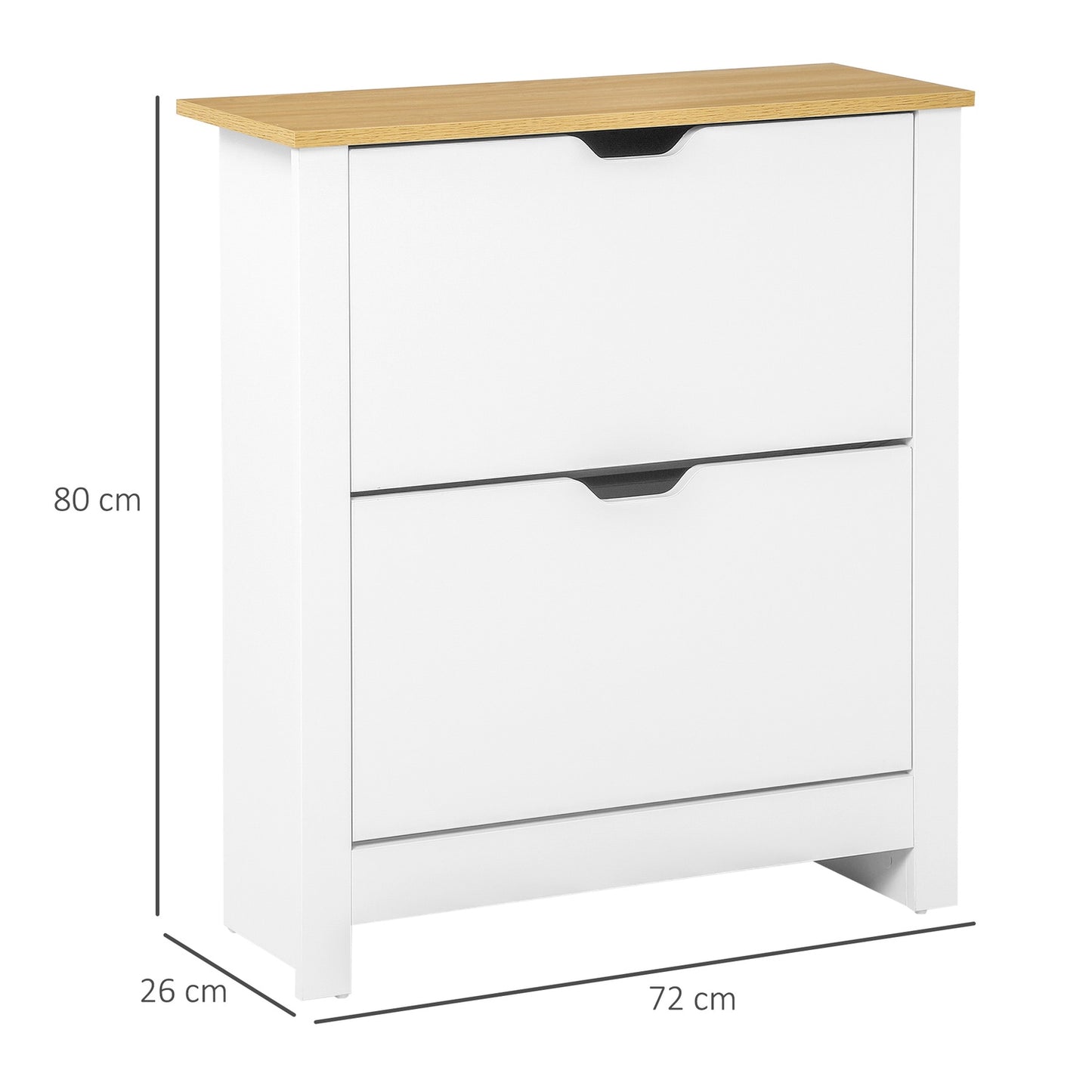 Space-saving shoe cabinet, white & natural, 12-pair capacity