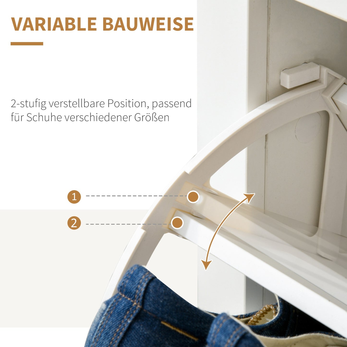 Space-saving shoe cabinet, white & natural, 12-pair capacity