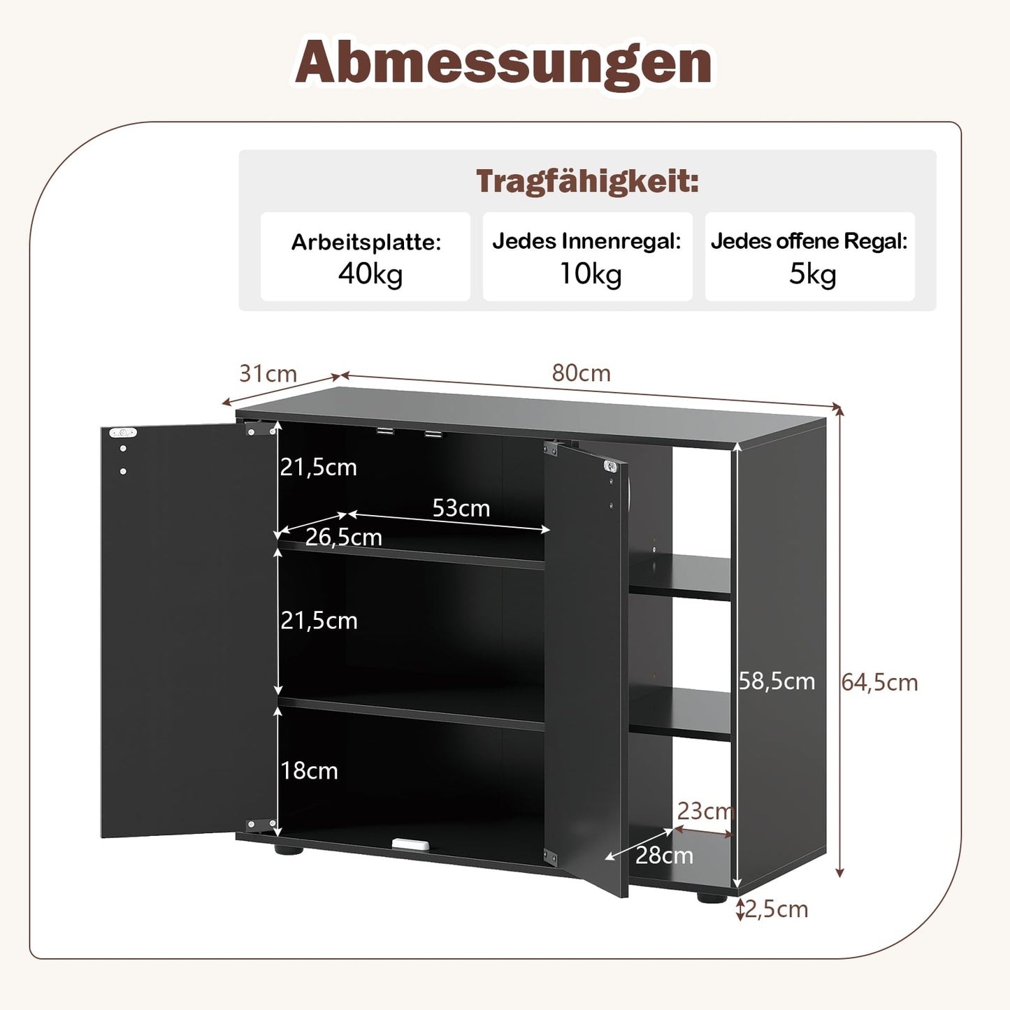 Shoe Cabinet with 2 Doors & Adjustable Shelves, Black