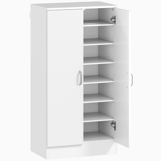 Shoe Cabinet with Soft-Close Hinges, Adjustable Shelves, White