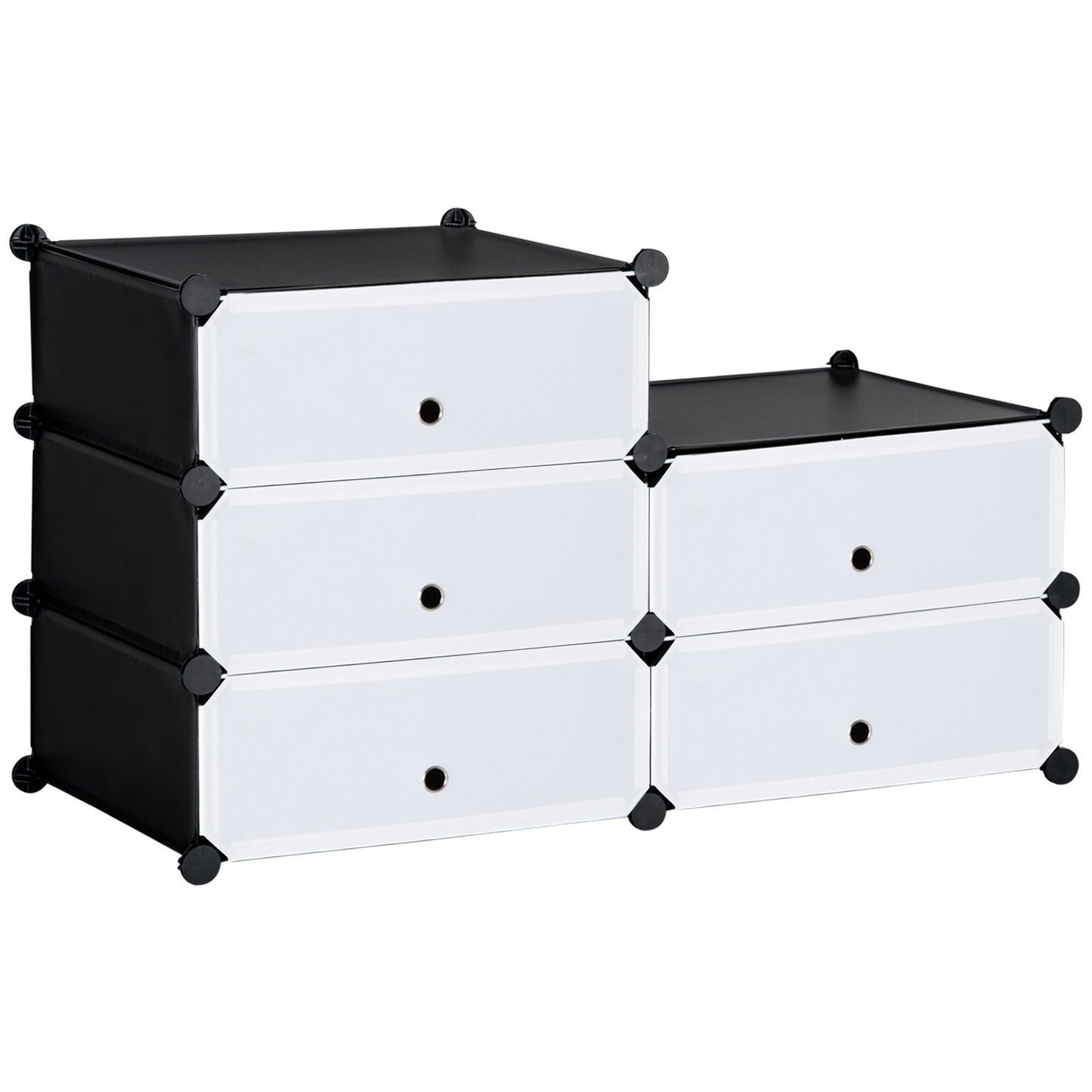 Plastic shoe rack, fits 6 pairs, black/white