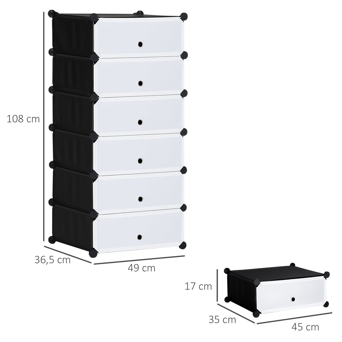 Plastic shoe rack, fits 6 pairs, black/white