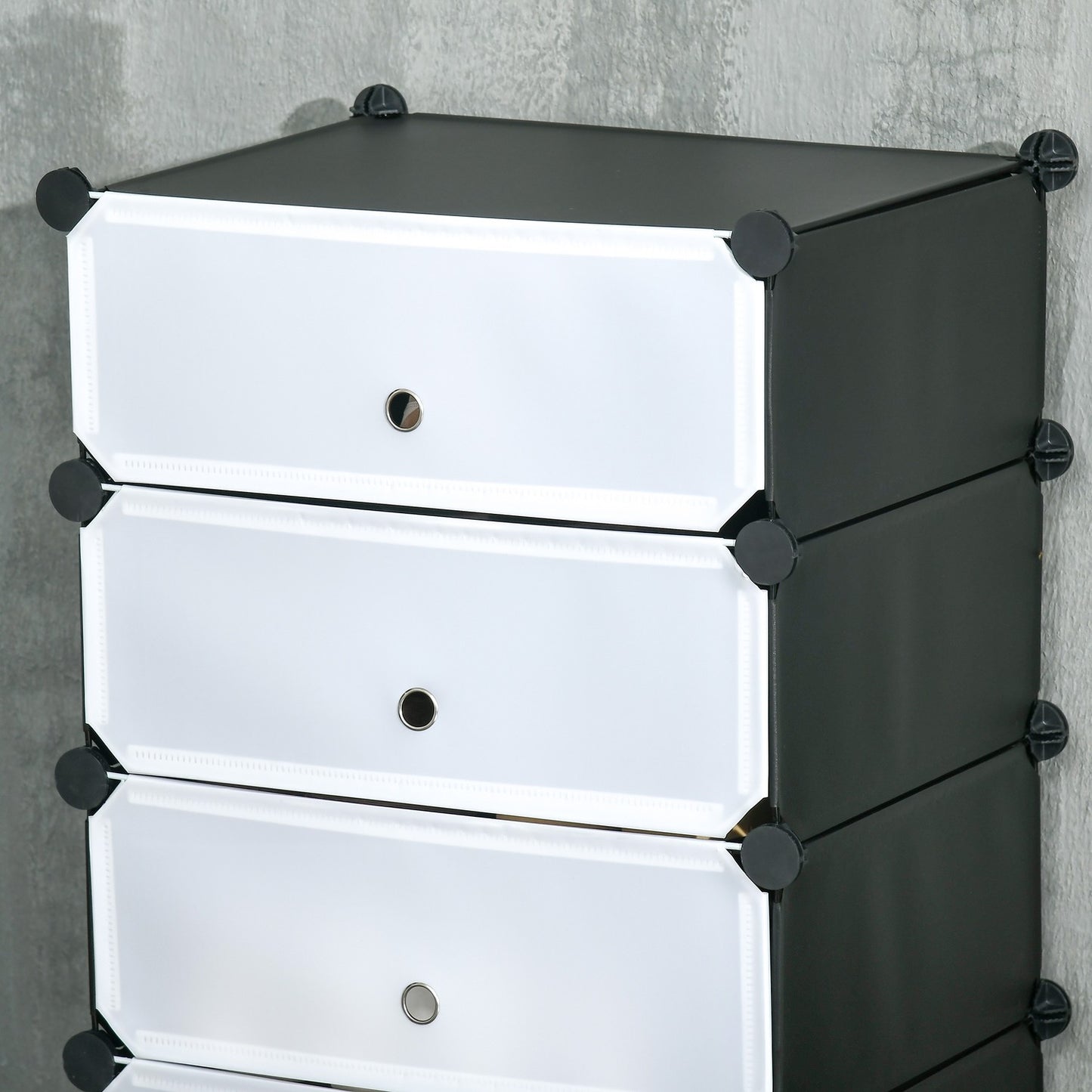 Plastic shoe rack, fits 6 pairs, black/white