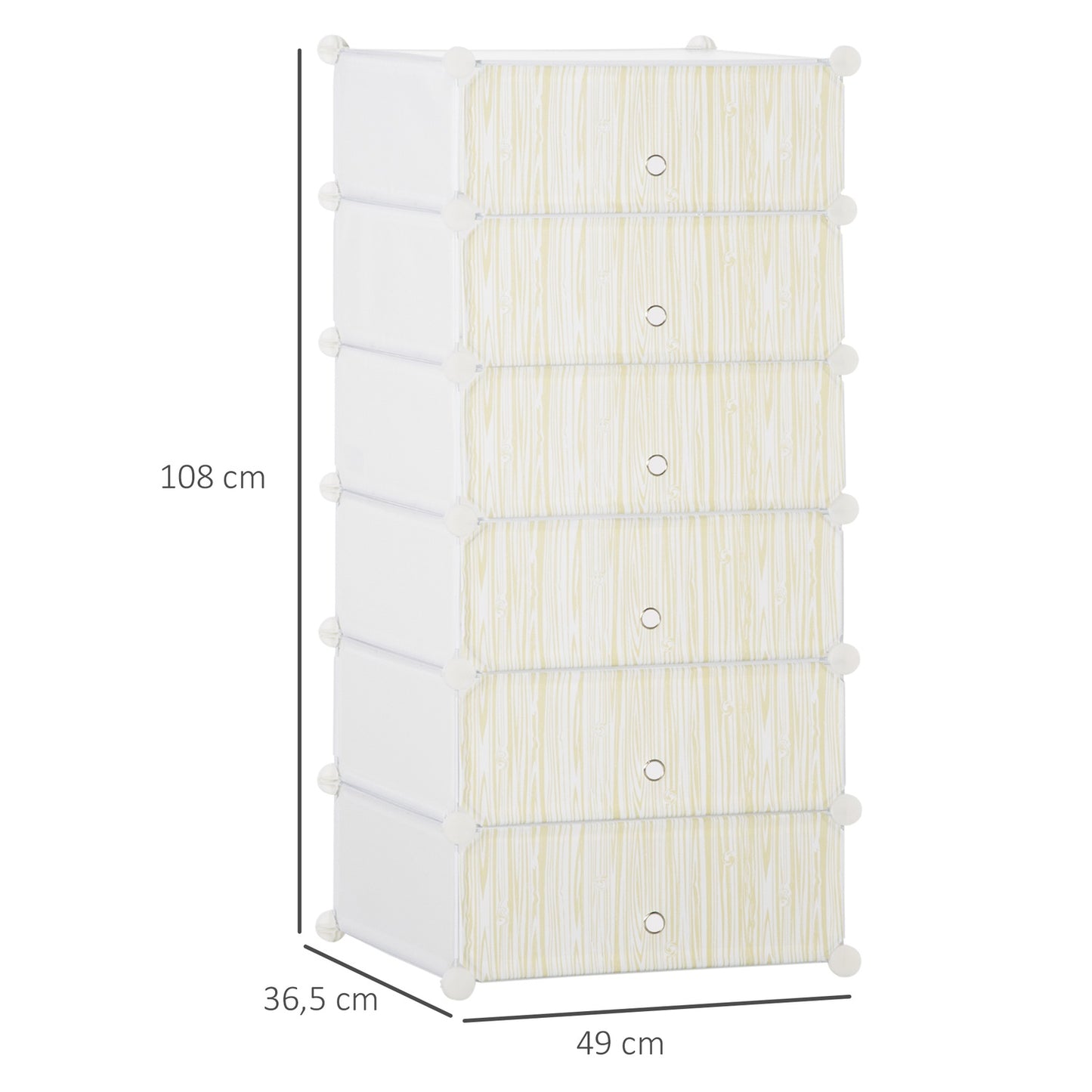 Plastic shoe shelf, holds 6 pairs, white, 49x36.5x108 cm