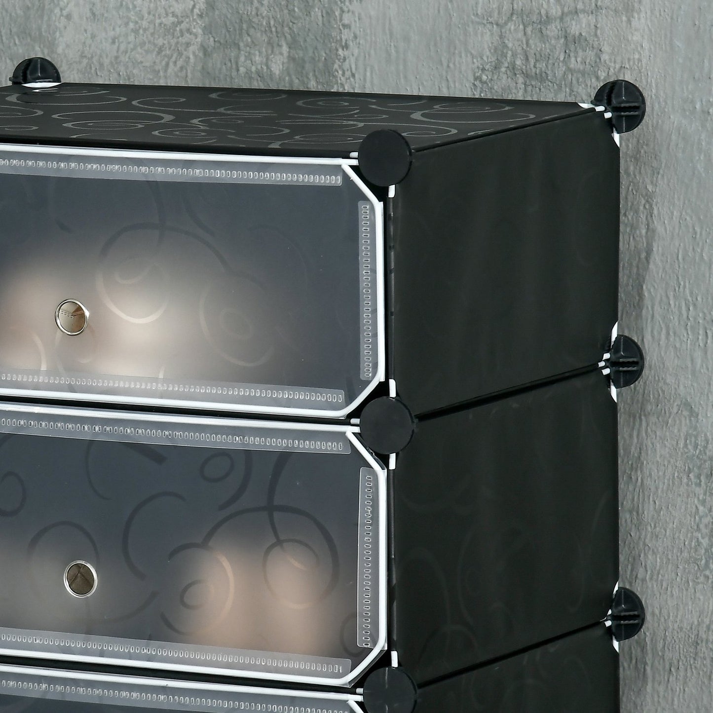 Shoe rack for 6 pairs, durable plastic/steel