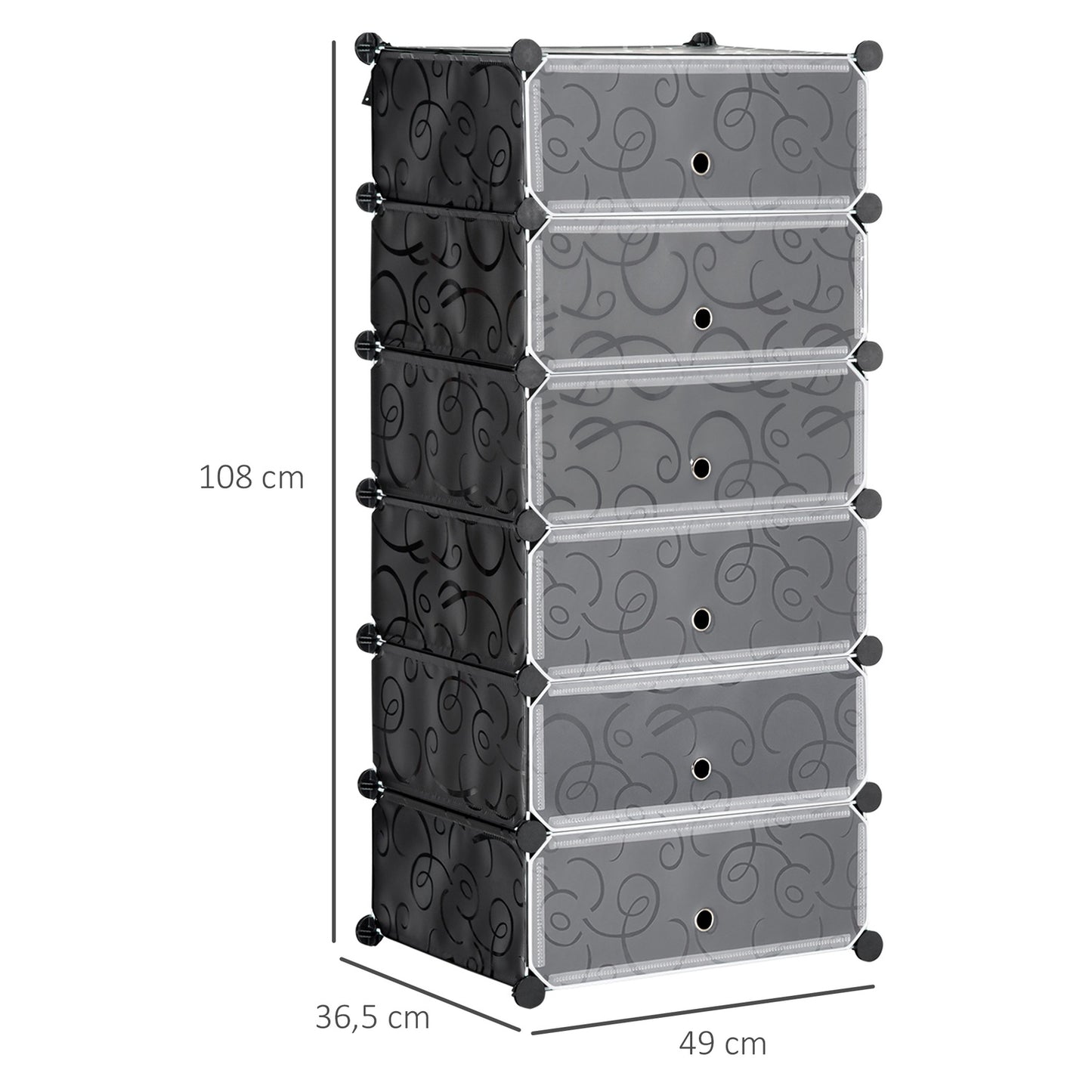 Shoe rack for 6 pairs, durable plastic/steel