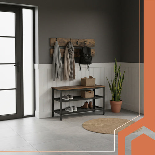 Shoe Rack with Hanger, Bench & 2 Shelves, 73cm