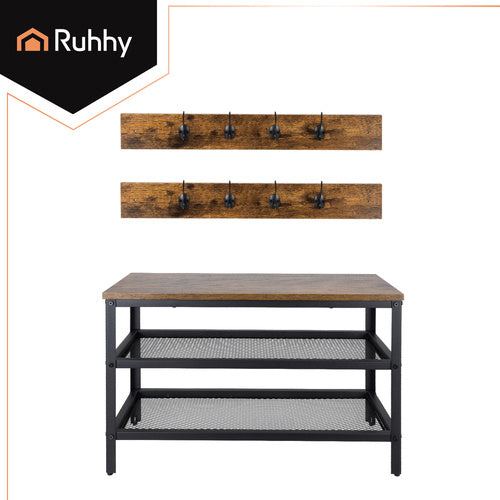 Shoe Rack with Hanger, Bench & 2 Shelves, 73cm