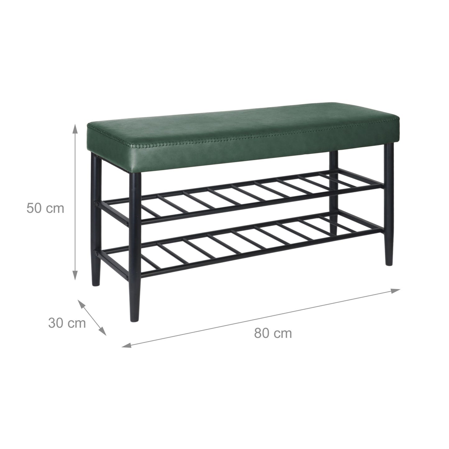 Shoe Storage Bench, Faux Leather, 2 Shelves