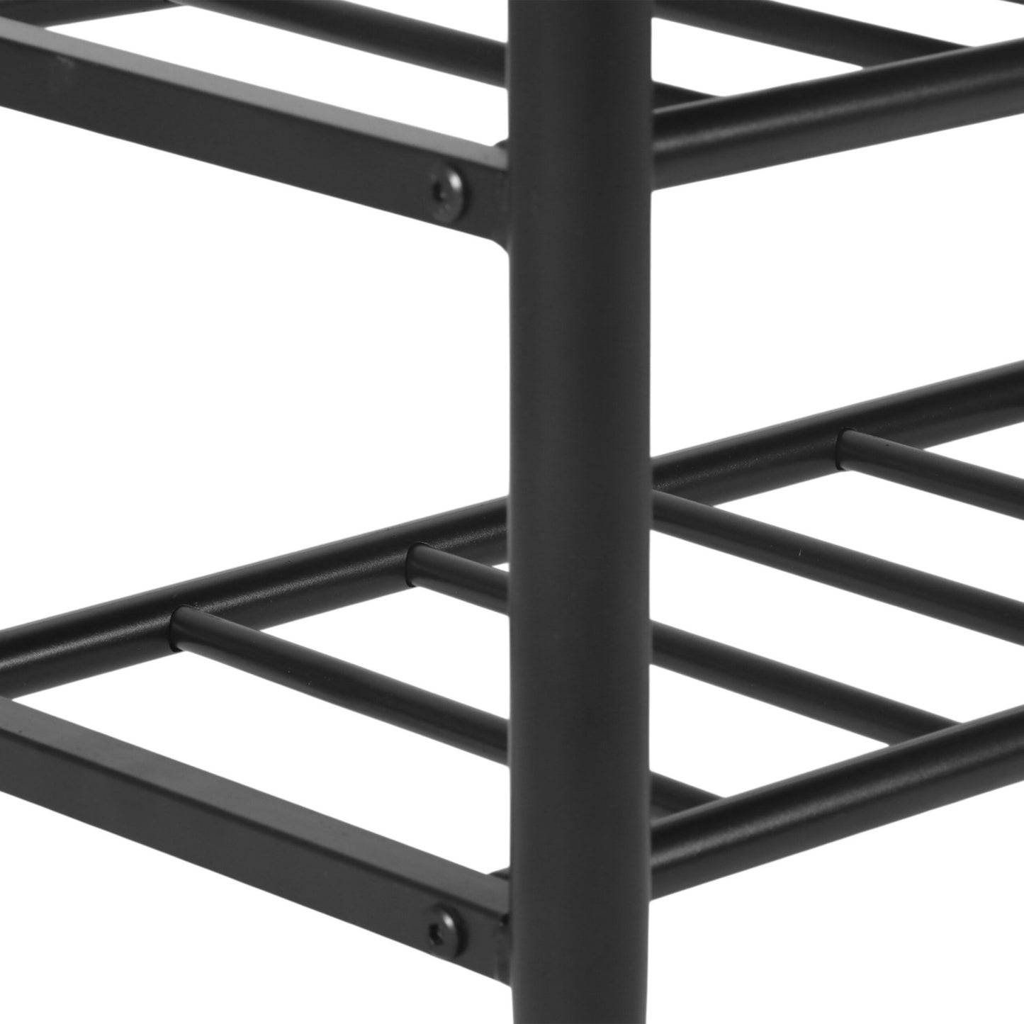 Shoe Storage Bench with 2 Shelves, Faux Leather Seat