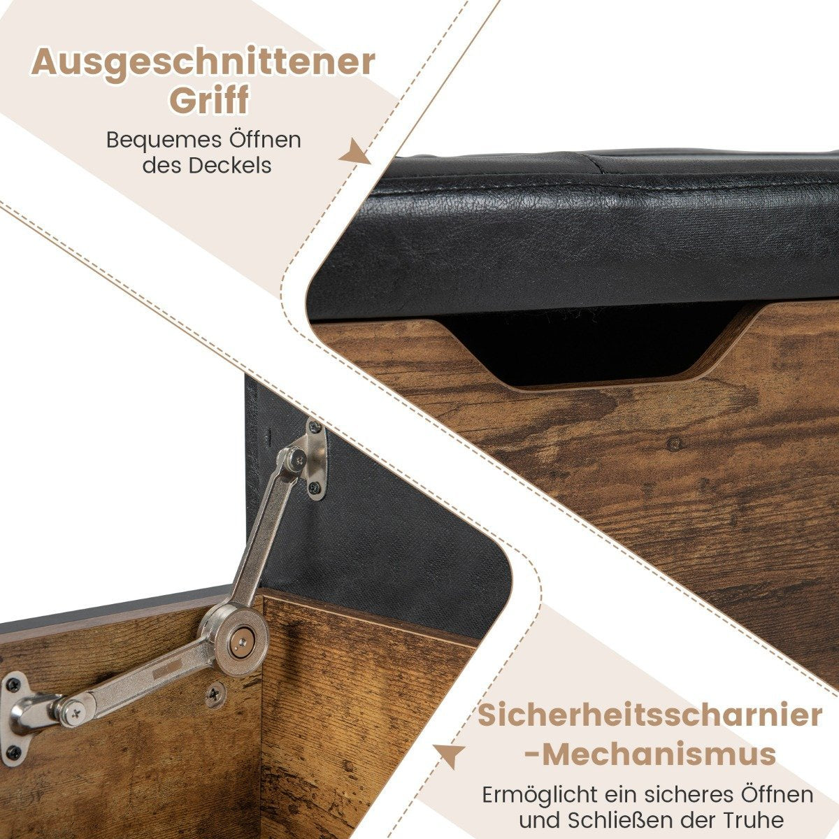 Shoe Storage Bench with Cushion, 2 Drawers, Adjustable Feet