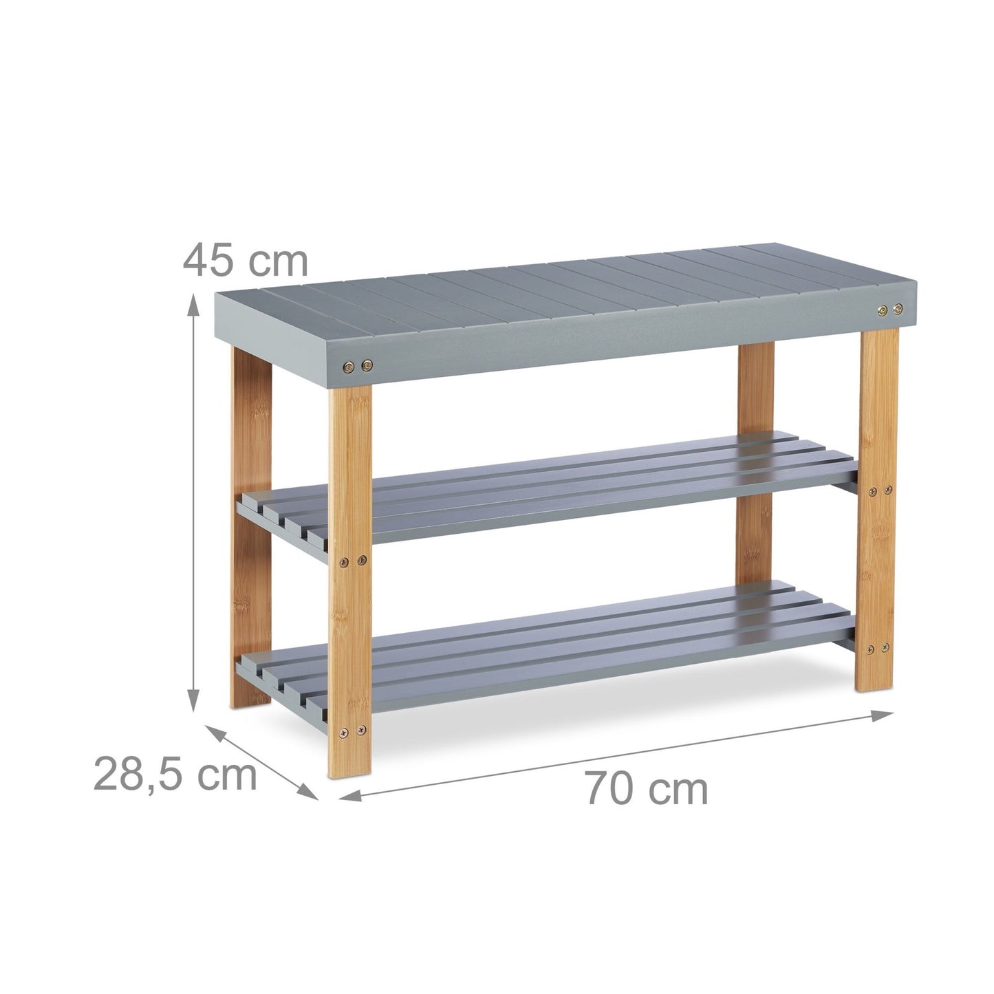 Shoe bench in bamboo gray
