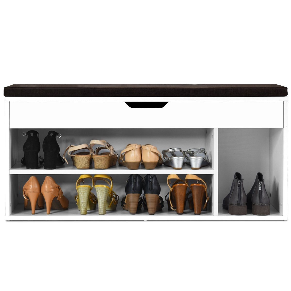 Shoe bench shoe chest of drawers shoe rack with seat cushion wood 104 x 48 x 30 cm white/natural white