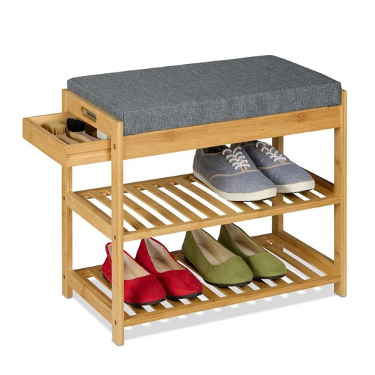 Shoe bench with seat and drawer