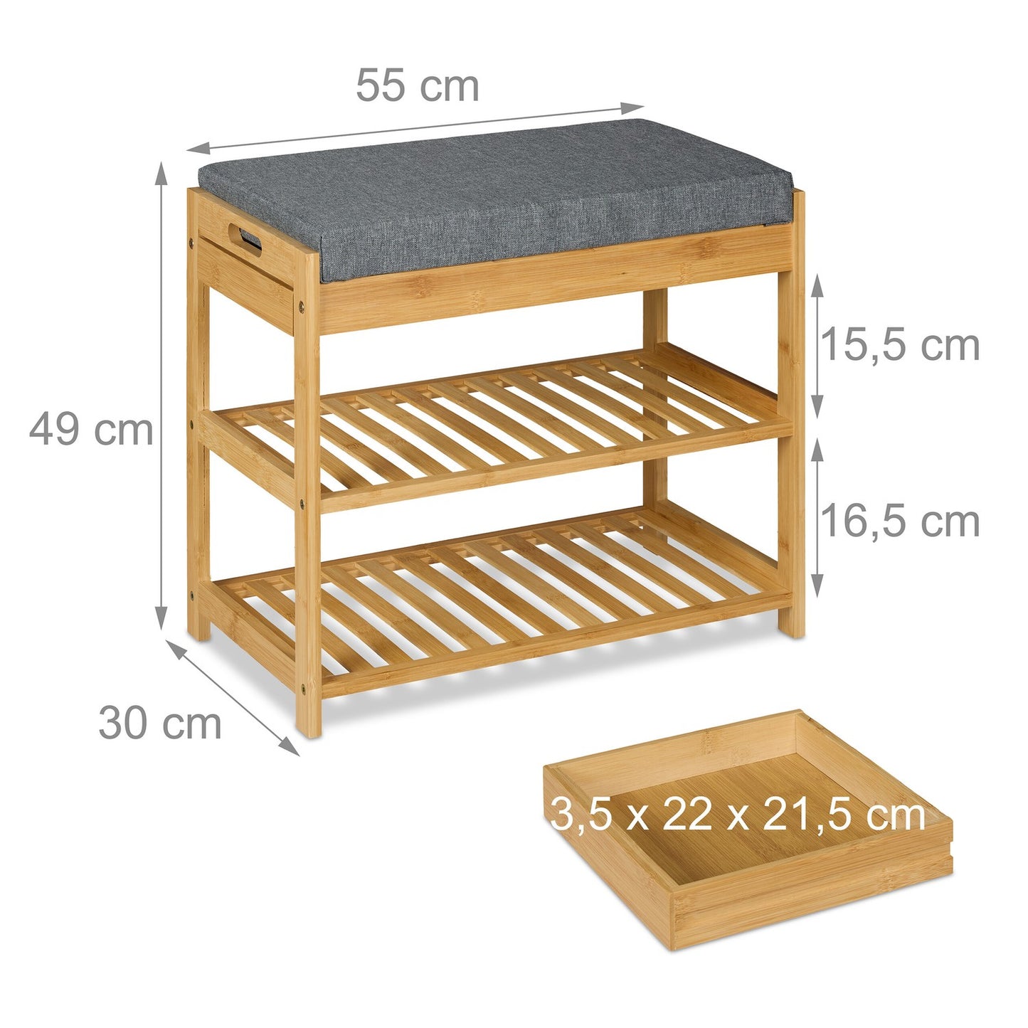 Shoe bench with seat and drawer