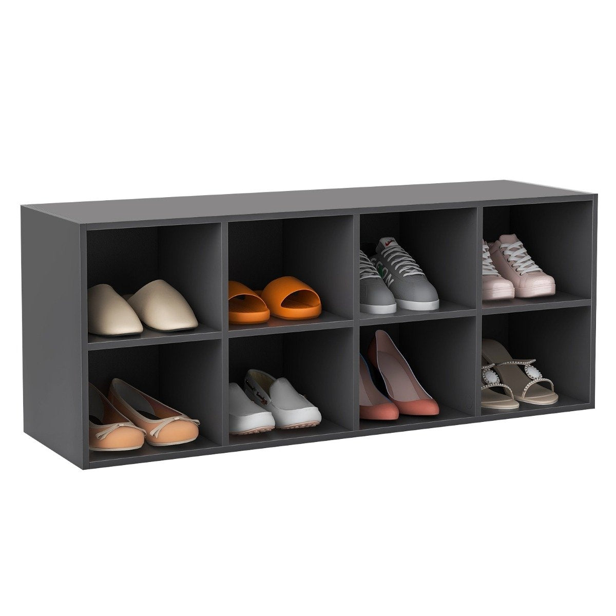 Shoe bench with seat shoe rack made of wood 230 kg load capacity 102 x 30 x 41 cm grey