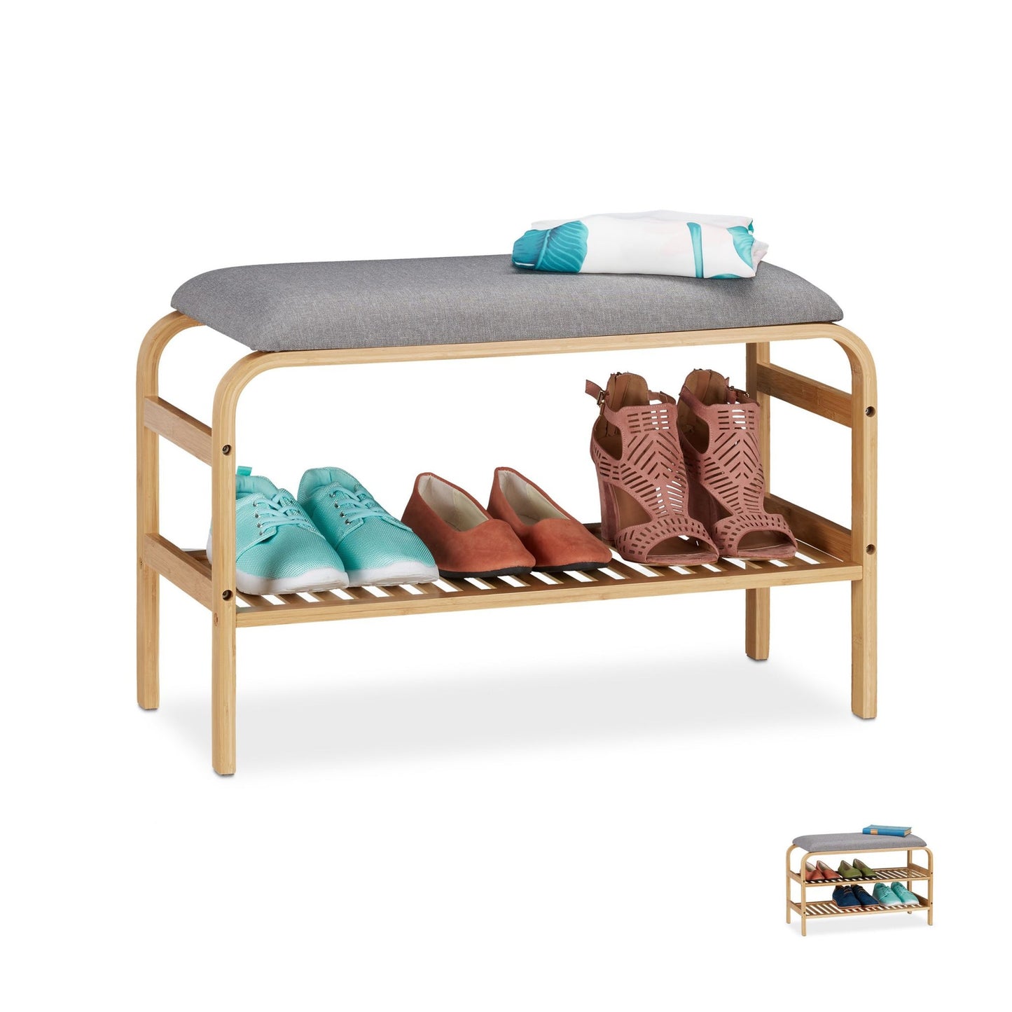 Shoe bench with space for 3-6 pairs of shoes