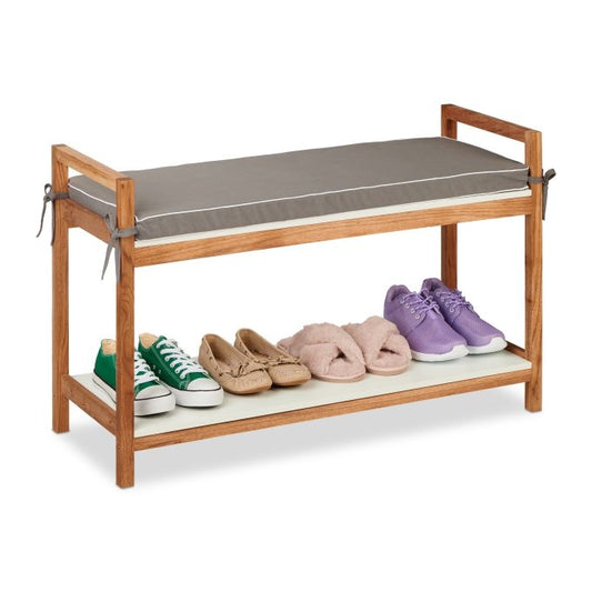 Shoe bench with upholstered seat
