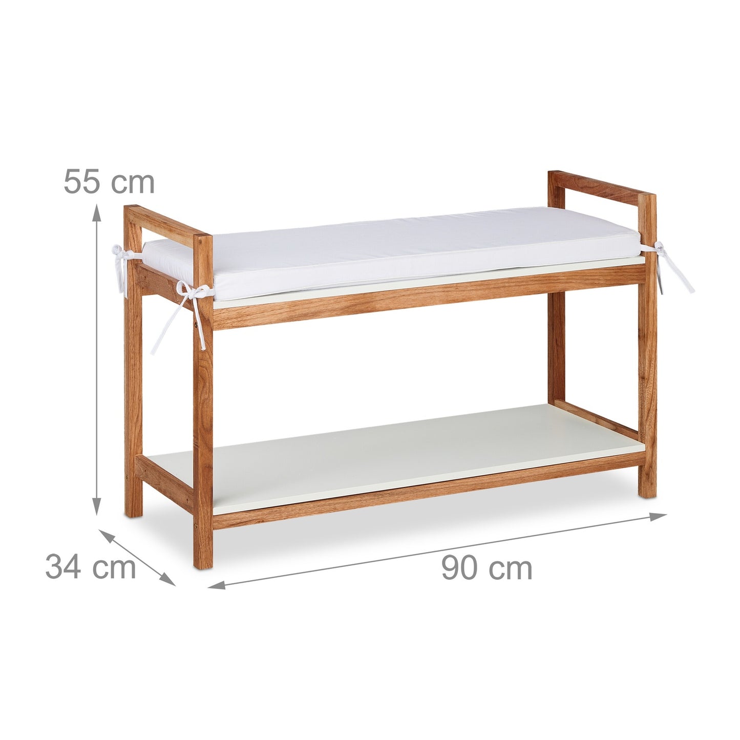 Shoe bench with upholstered seat