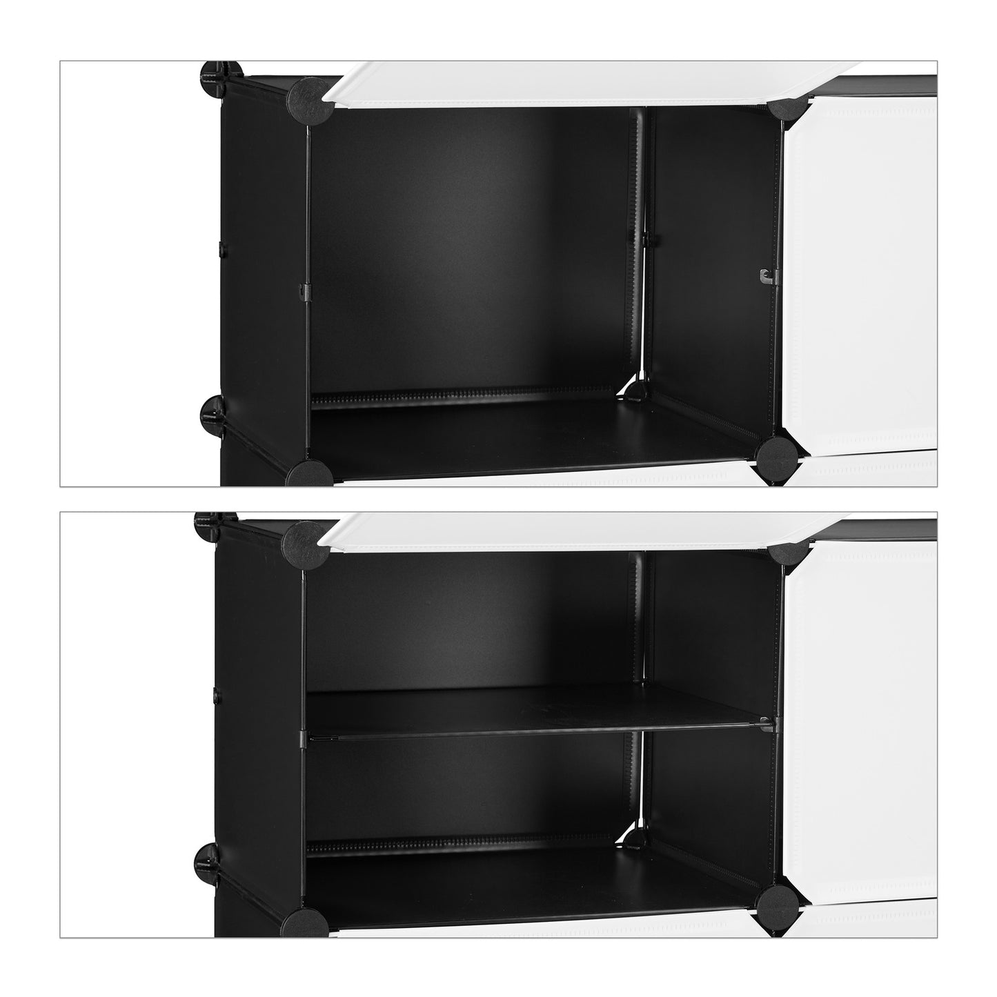 Shoe cabinet black and white with 12 compartments