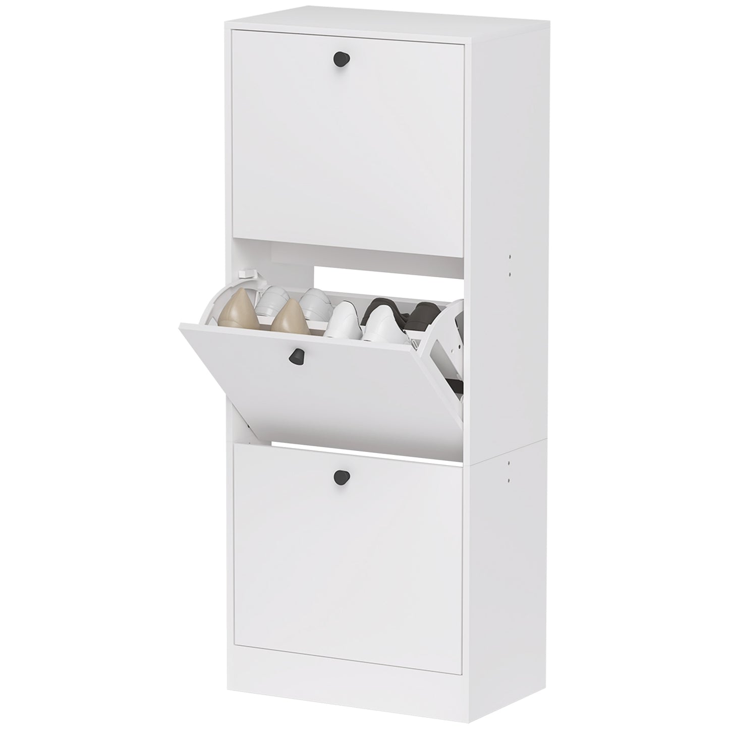 Shoe cabinet with 3 flaps, adjustable for 12 pairs