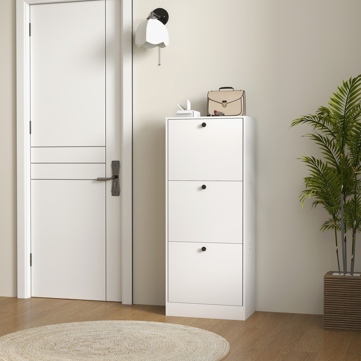 Shoe cabinet with 3 flaps, adjustable for 12 pairs