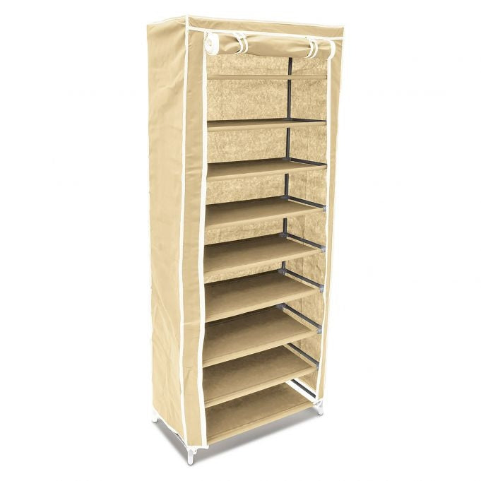 Shoe cabinet with fabric upholstery 9 shelves
