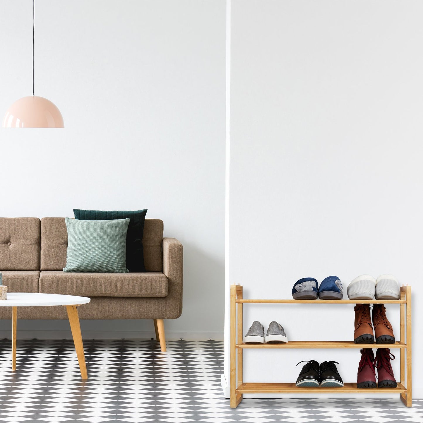 Shoe rack bamboo stackable