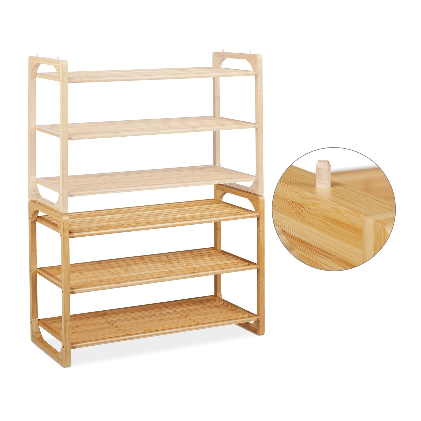 Shoe rack bamboo stackable
