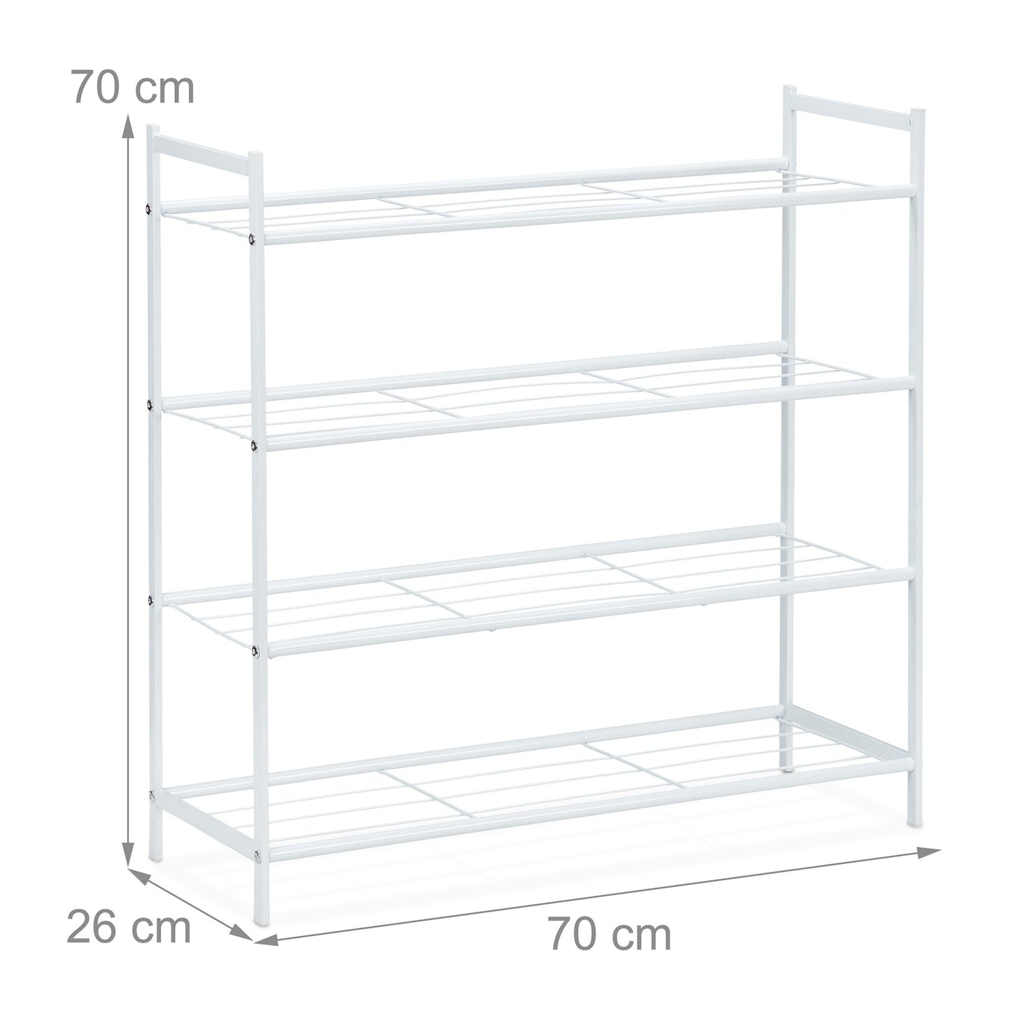 Shoe shelf in metal with 4 shelves