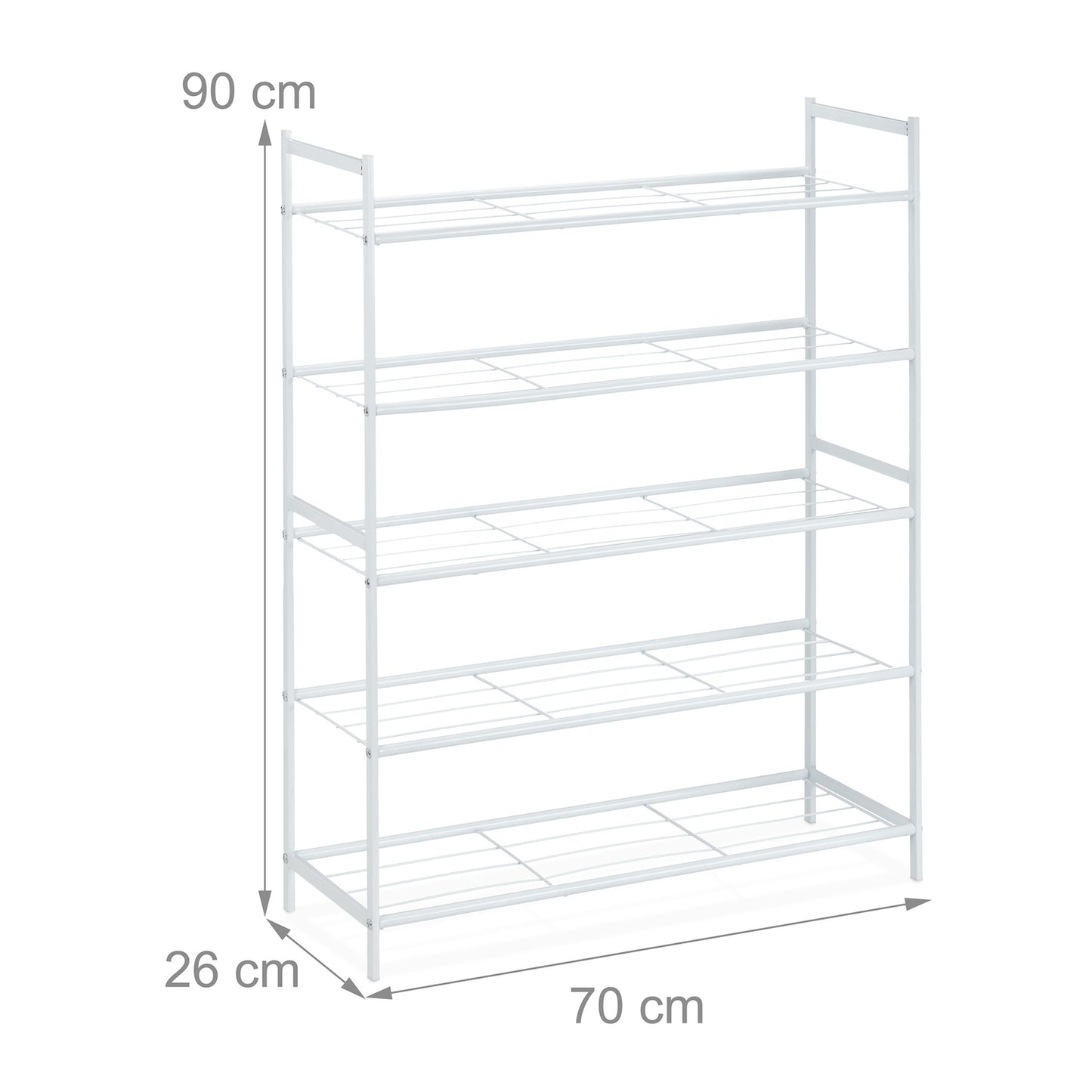 Shoe shelf in metal with 5 shelves