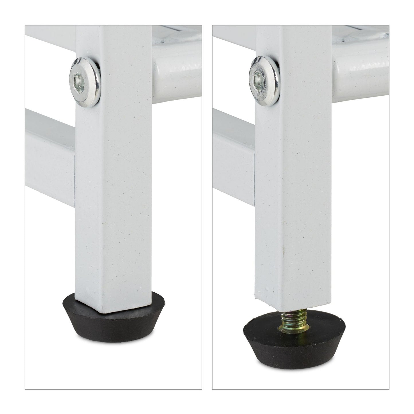 Shoe shelf in white metal