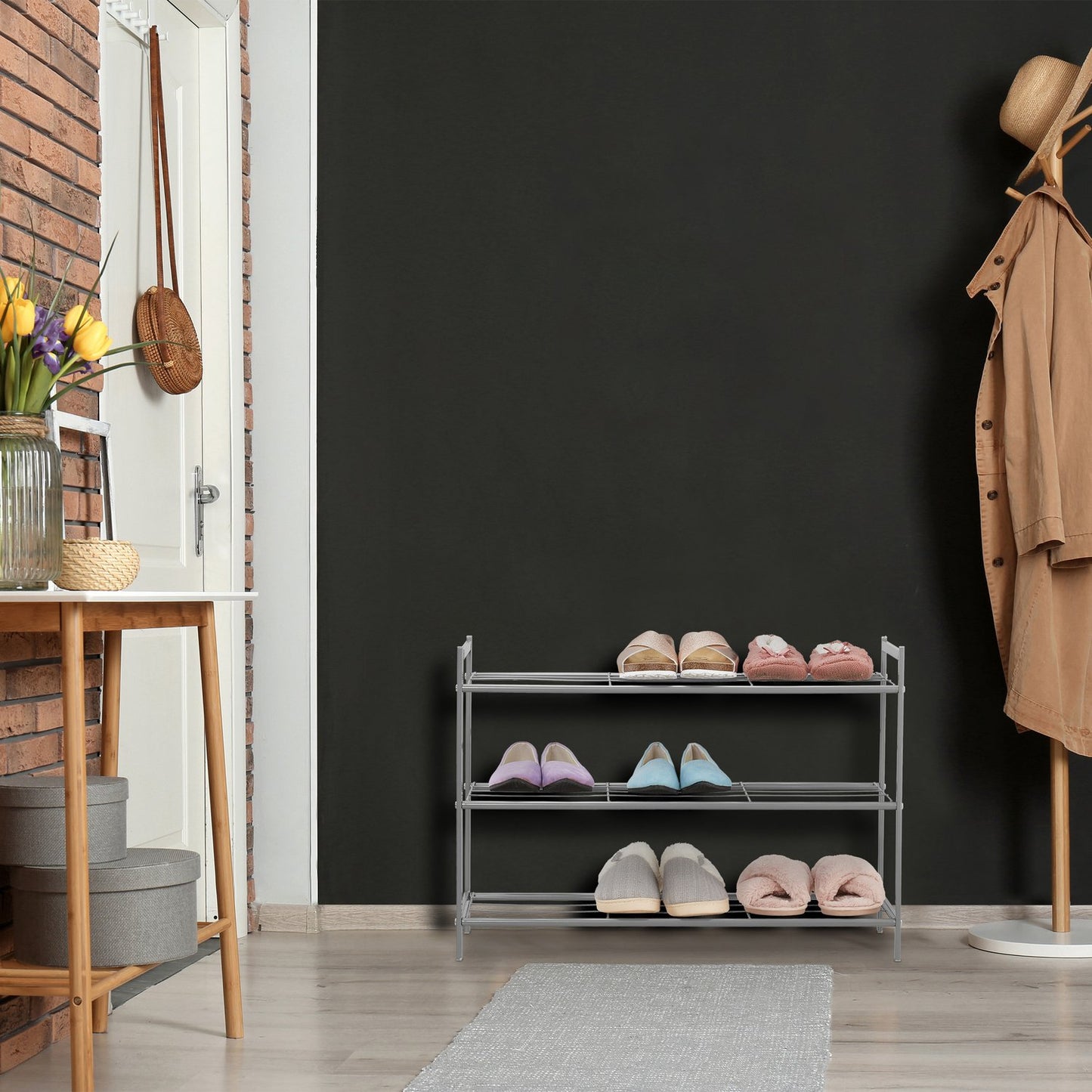 Shoe shelf stackable 3 shelves