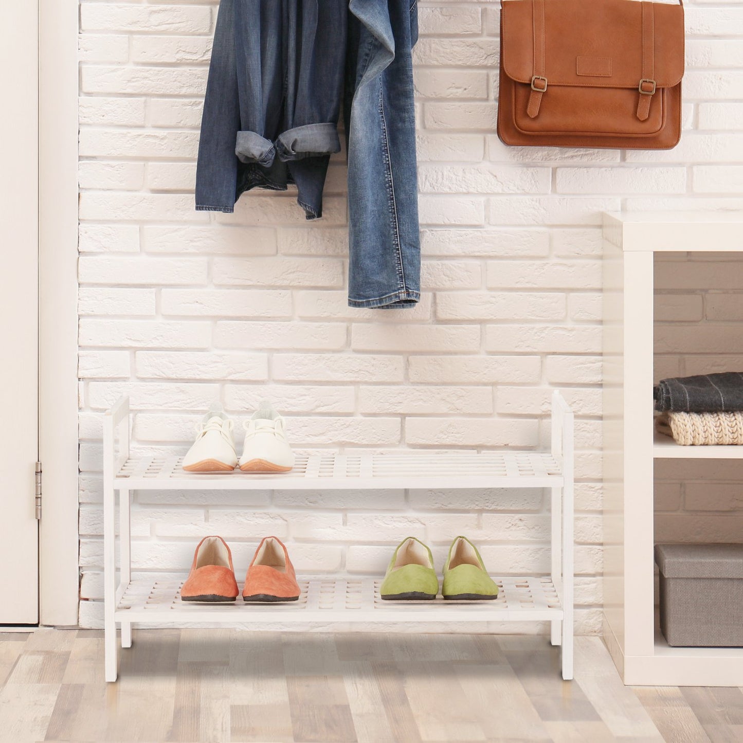 Shoe shelf stackable white