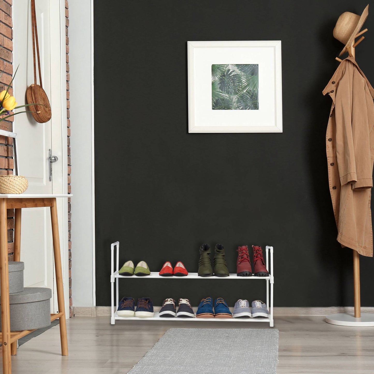 Shoe shelf white, in metal