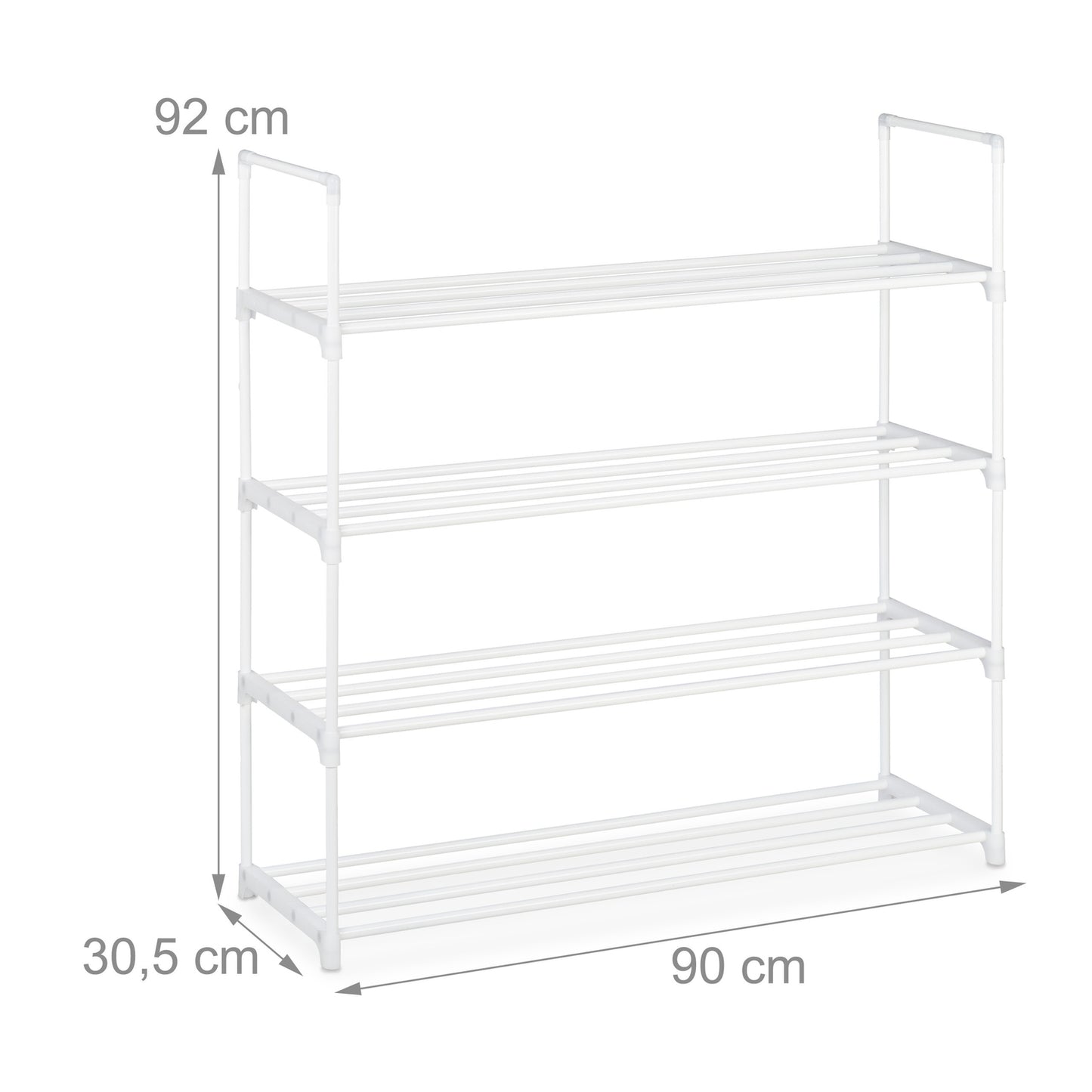 Shoe shelf white, in metal