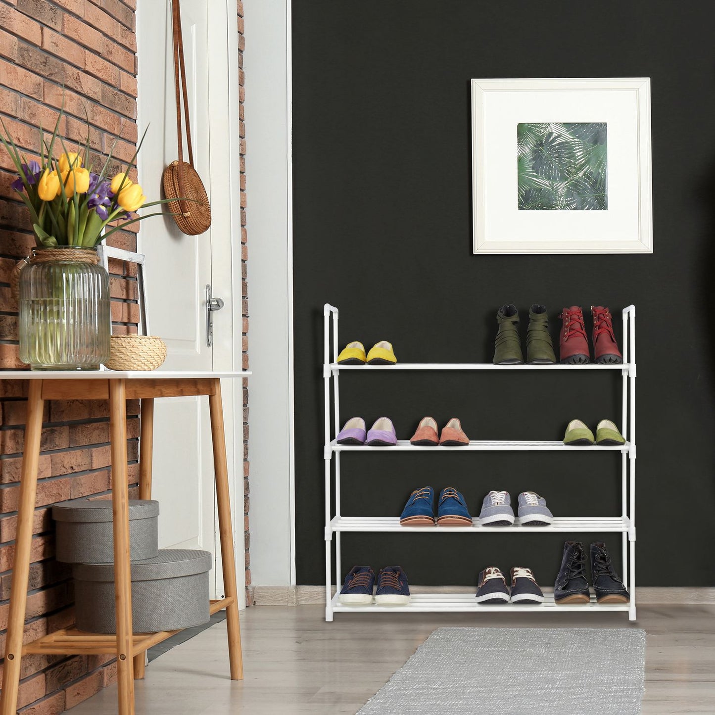 Shoe shelf white, in metal