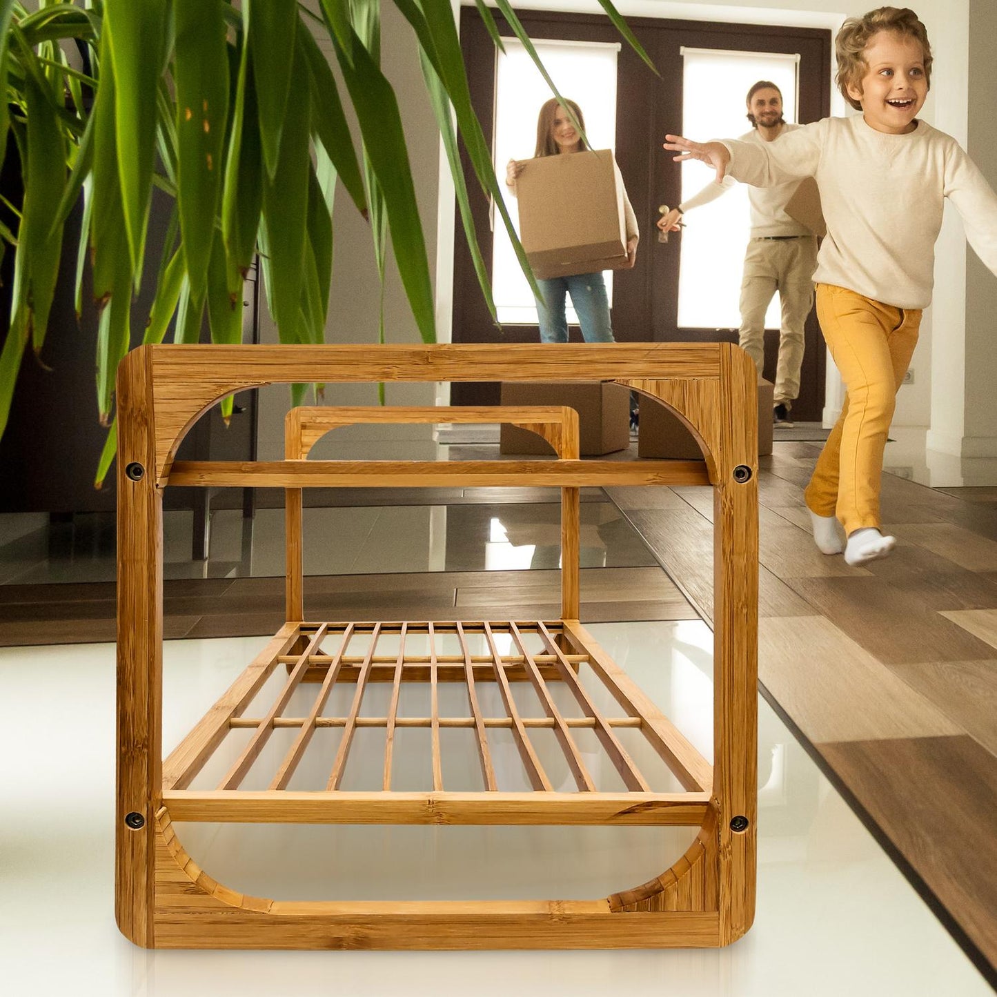 Shoe shelf with 2 shelves