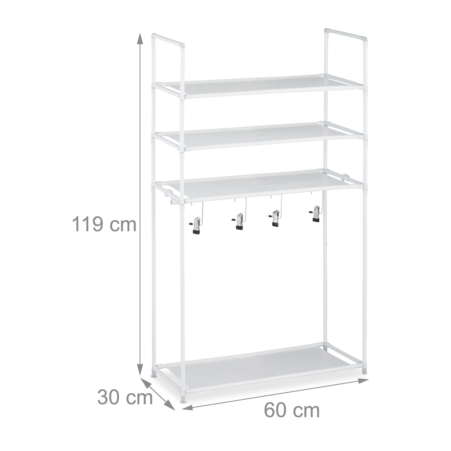 Shoe shelf with boot hanger