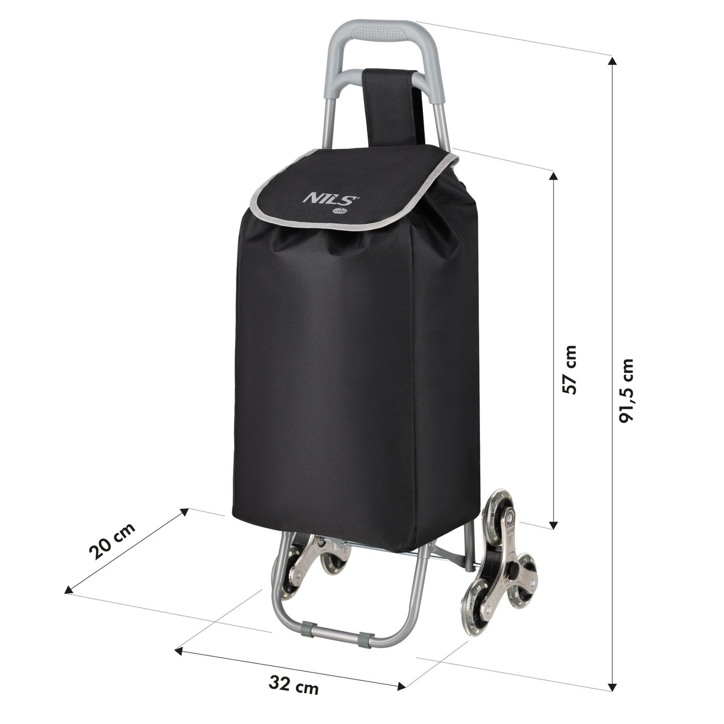 Shopping Cart 40L, Black, Foldable