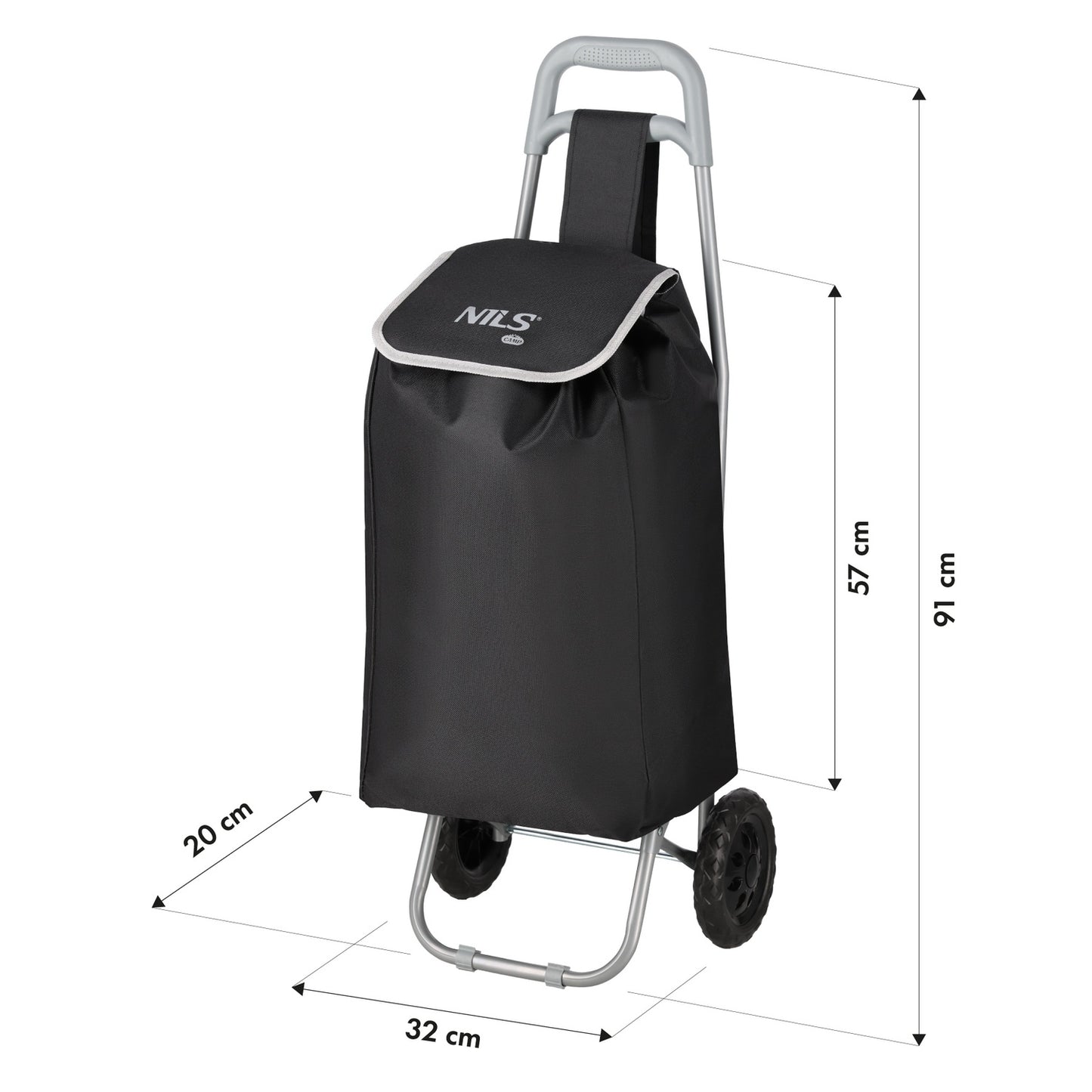 Shopping Cart, 40L Capacity, Black