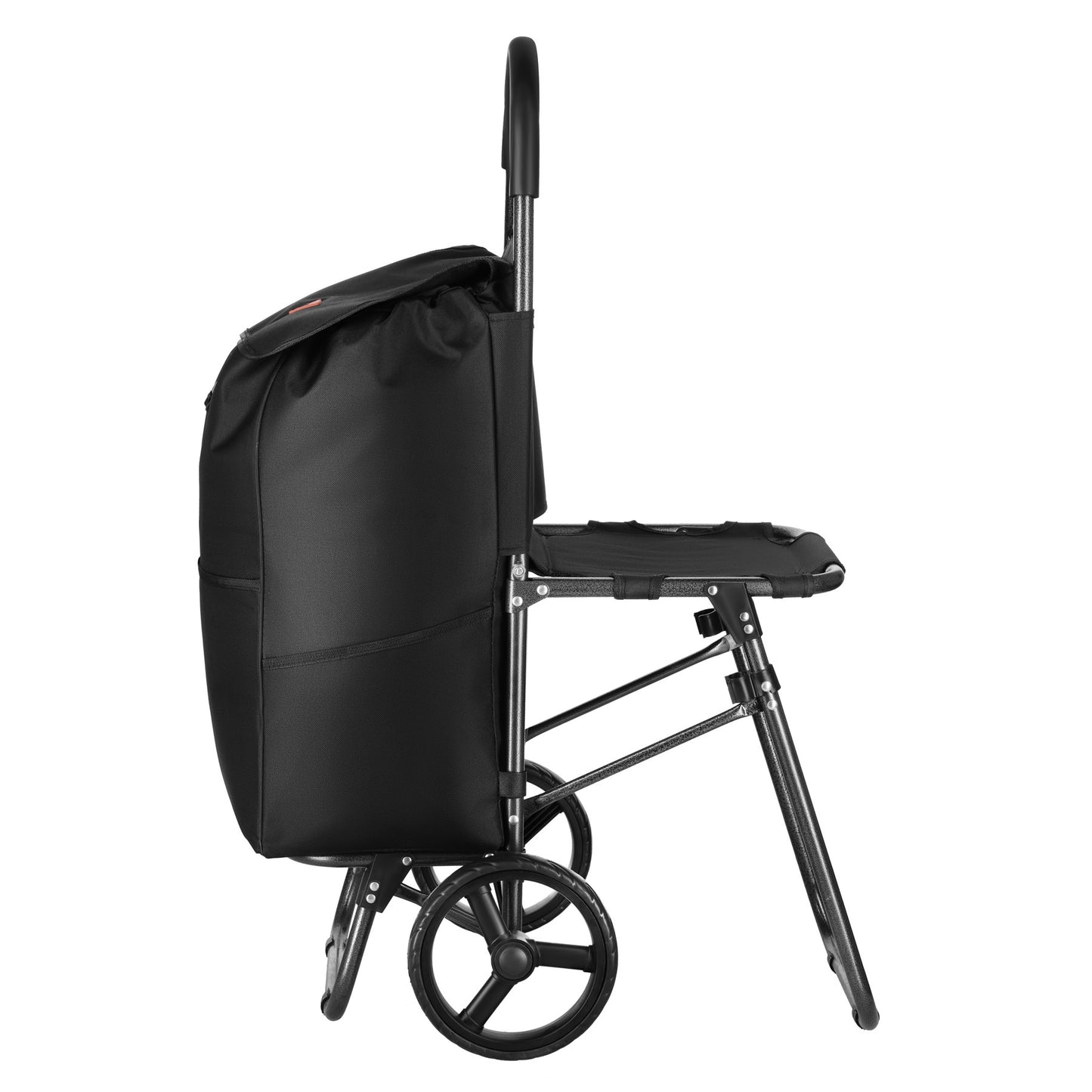 Shopping Trolley with Seat, 40L, Black, Steel Frame
