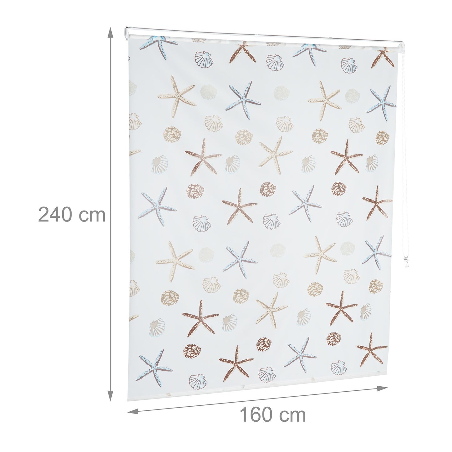 Shower Roller Blind, Ocean Print, Water-Repellent