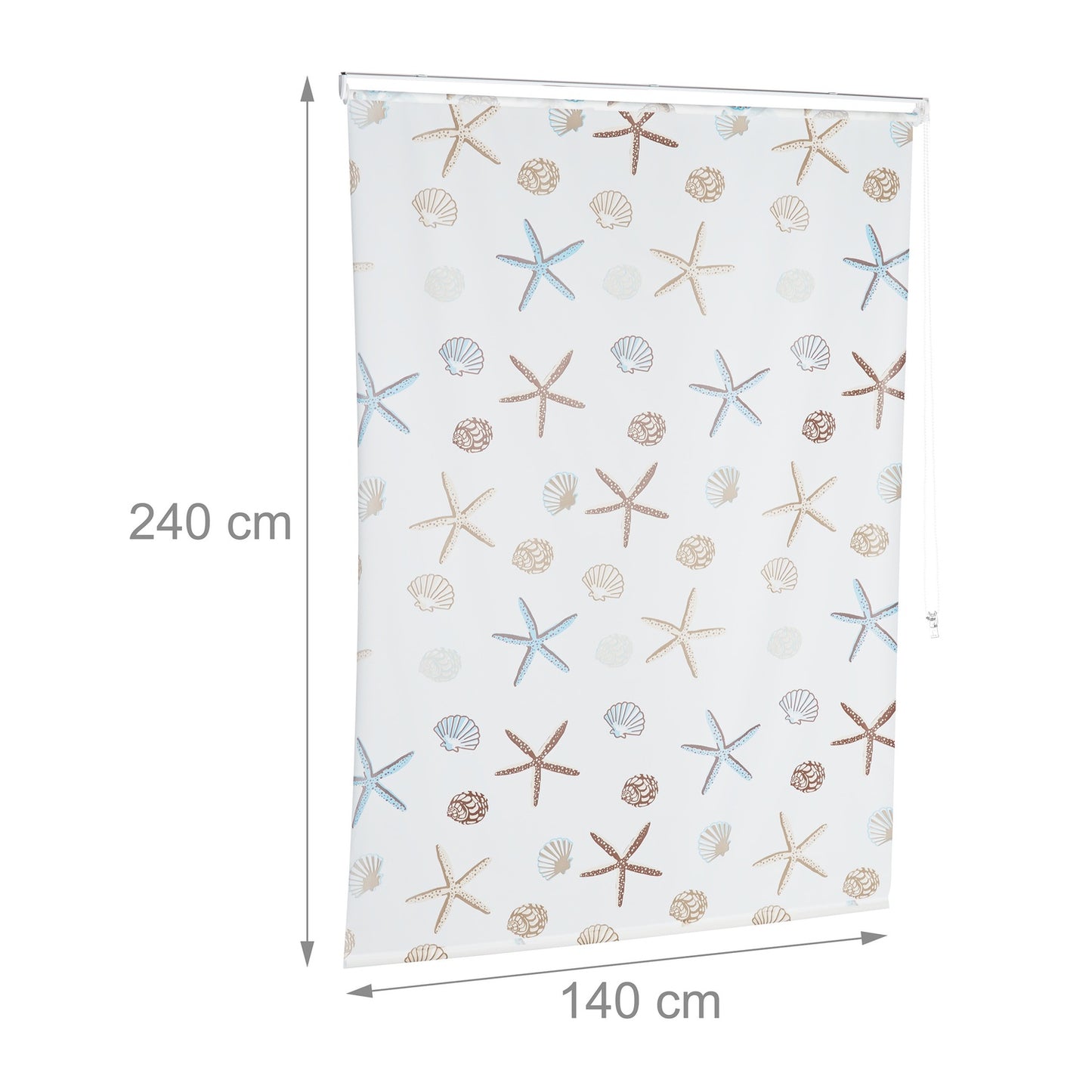 Shower Roller Blind, Ocean Print, Water-Repellent