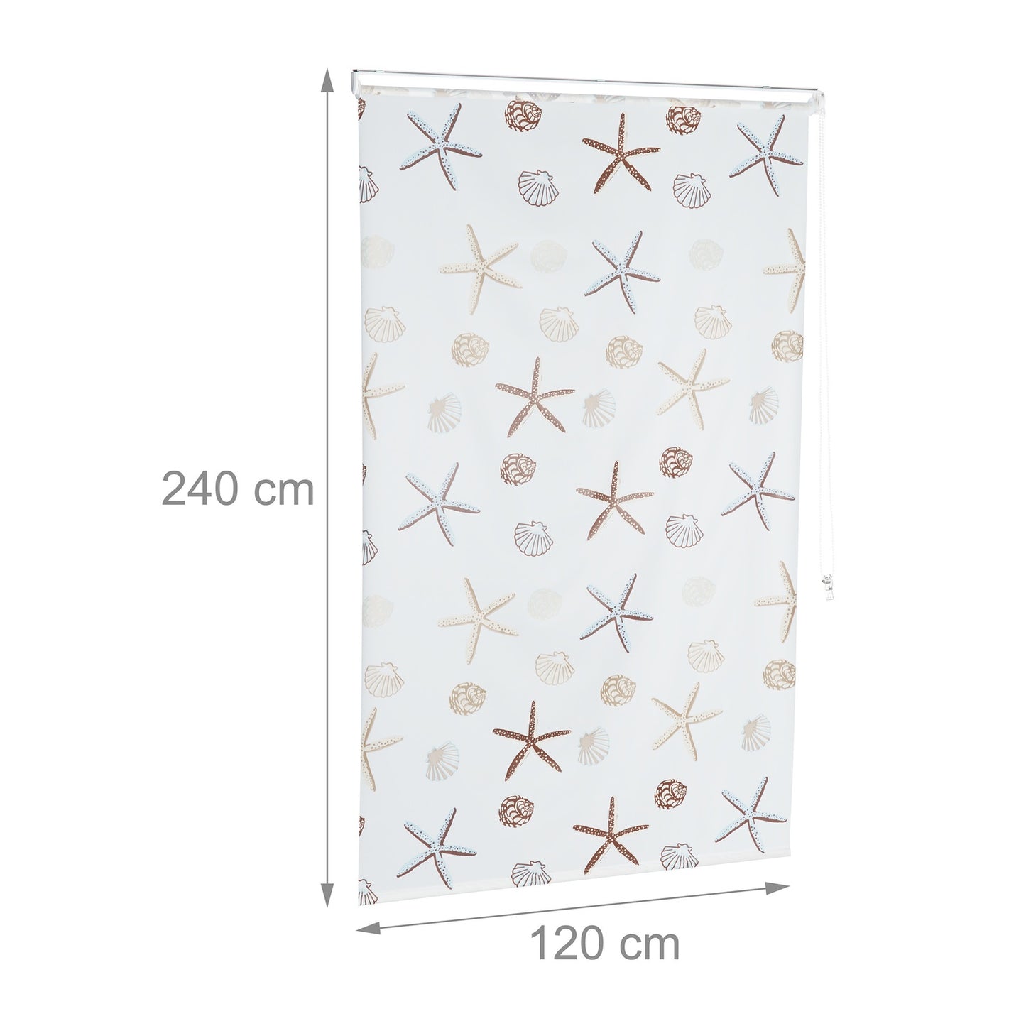 Shower Roller Blind, Ocean Print, Water-Repellent