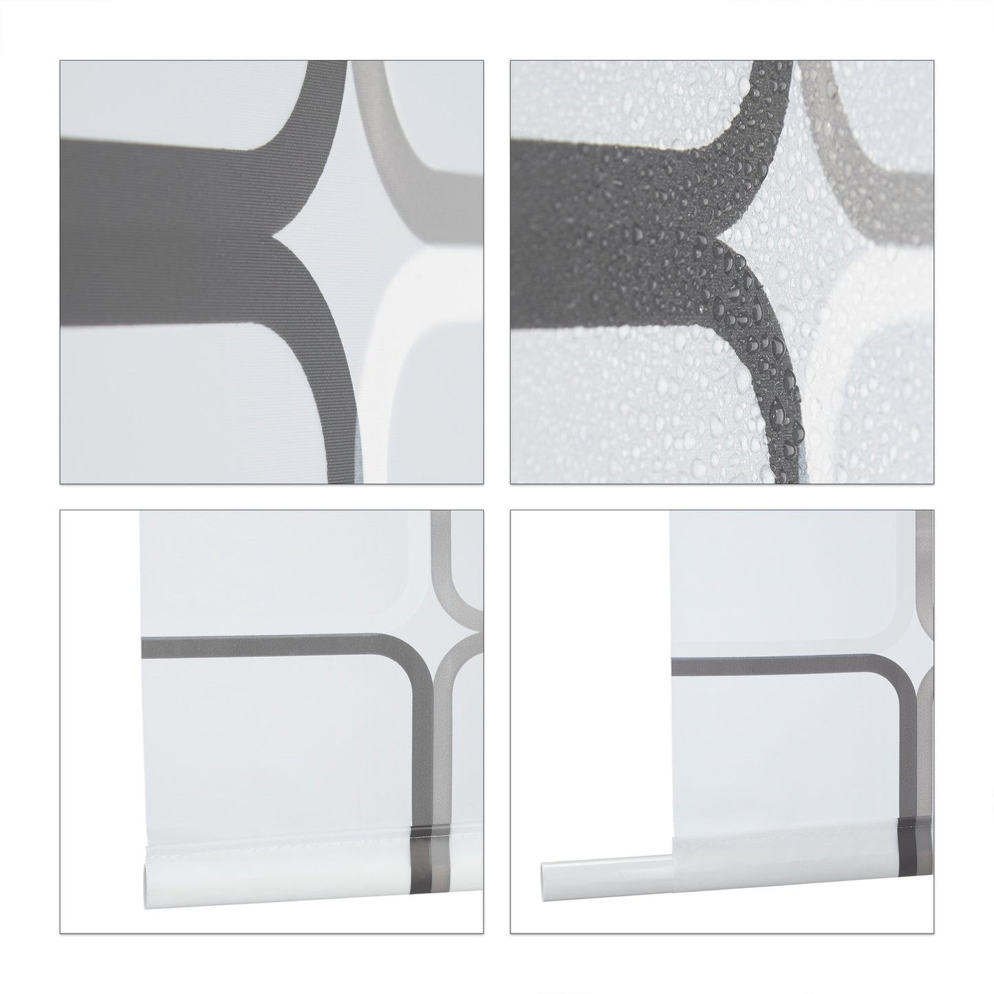 Shower Roller Blind, Water-Repellent, Retro Tile Design