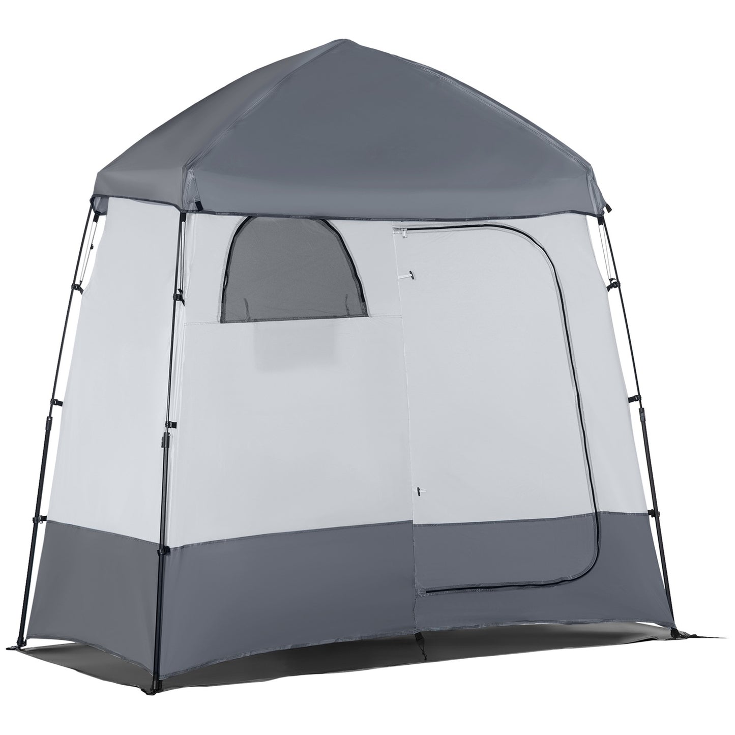 2 Person Shower Tent - Portable Privacy with 3 Doors, Gray
